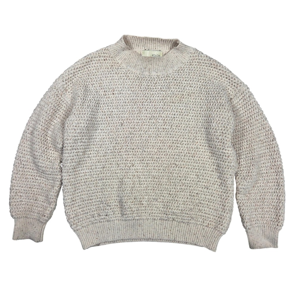 Pinch Womens Oatmeal Beige Chunky Knit Mock Neck Pullover Sweater Size M